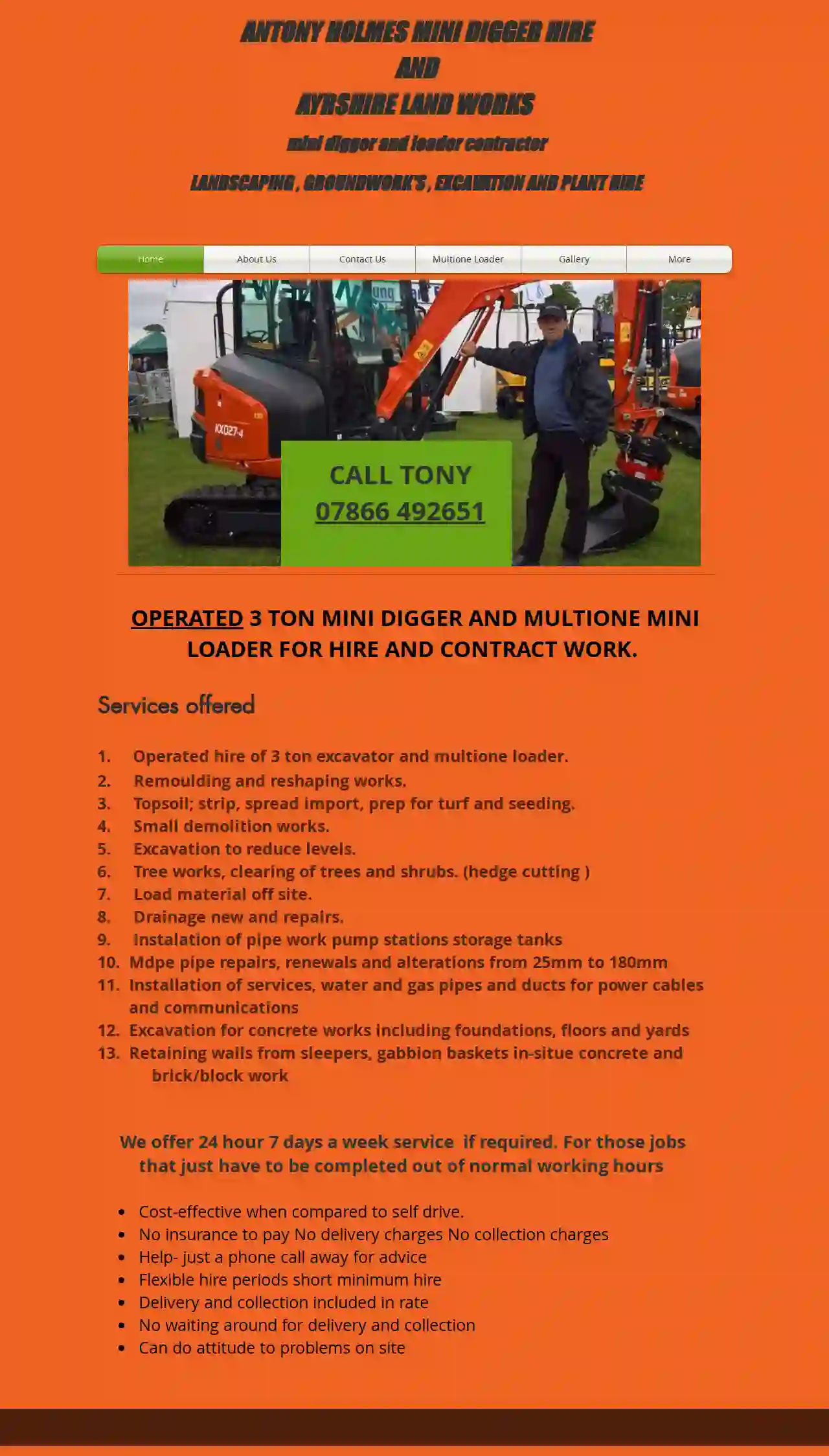 Antony Holmes Mini Digger Hire